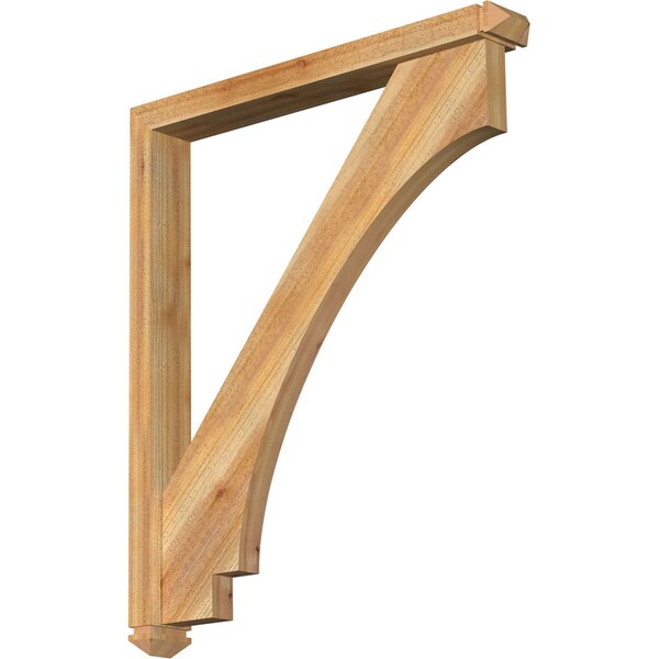 Ekena Millwork Imperial Arts and Crafts Rough Sawn Bracket w/ Offset Brace, Western Red Cedar, 4"W x 32"D x 38"H BKT0402X32X38IMP03RWR - main